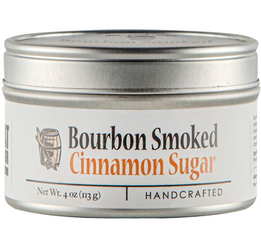 Bourbon Smoked Cinnamon Sugar von Bourbon Barrel Foods – geräucherter Zucker mit Zimt aus Kentucky. Handwerklich hergestellt, perfekt für Desserts, Kaffee & Cocktails. Süße mit Charakter!