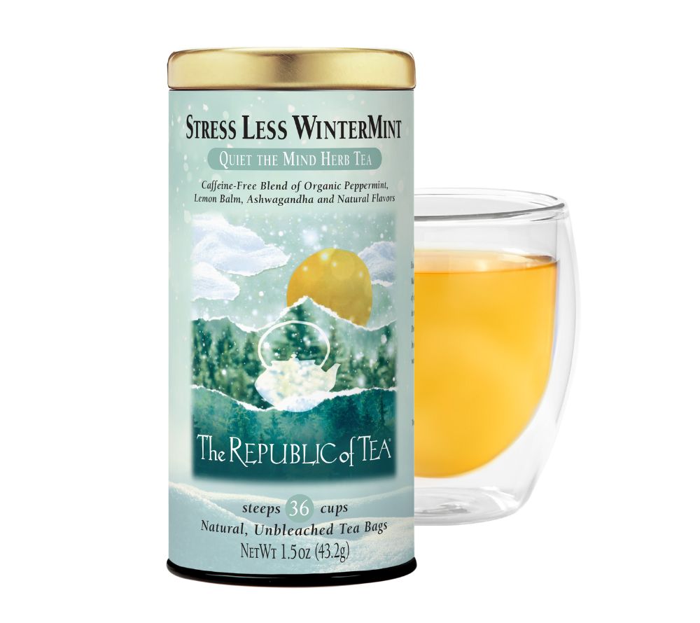 Stress Less WinterMint Tea von The Republic of Tea kaufen | mit Ashwaghanda und Zitronenmelisse | ohne Koffein & Zusätze | EU-weiter Versand | Jetzt probieren!