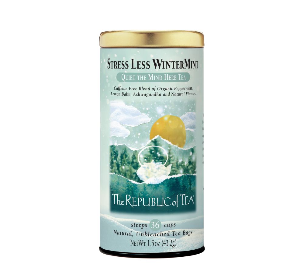 Stress Less WinterMint Tea von The Republic of Tea kaufen | mit Ashwaghanda und Zitronenmelisse | ohne Koffein & Zusätze | EU-weiter Versand | Jetzt probieren!