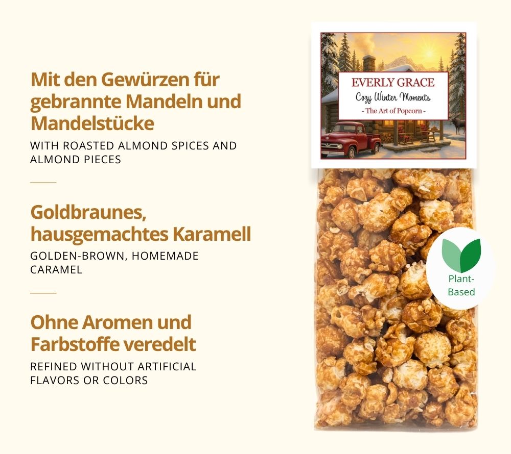 Everly Grace Cozy Winter Moments Popcorn mit Mandelstücke und winterlichen Gewürzen
