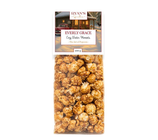 Everly Grace Cozy Winter Moments Popcorn – handgefertigt, karamellig & mit Mandelaroma. Jetzt online kaufen bei Madevegan für süßen Wintergenuss.