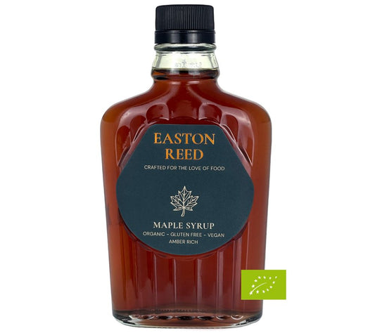Easton Reed Maple Syrup Grade A Amber Rich – 100 % reiner Ahornsirup aus Québec. Vegan, glutenfrei, nachhaltig & ohne Zusätze. Perfekt für süße & herzhafte Gerichte.