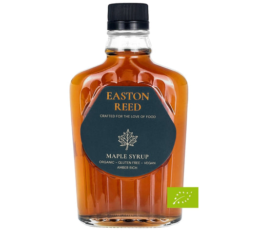 Easton Reed Maple Syrup Grade A Amber Rich – 100 % reiner Ahornsirup aus Québec. Vegan, glutenfrei, nachhaltig & ohne Zusätze. Perfekt für süße & herzhafte Gerichte.