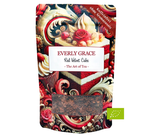 Everly Grace Red Velvet Tea – Bio-Tee mit Kakaonoten & warmen Gewürzen. Jetzt online kaufen bei MadeVegan für besondere Genussmomente voller Stil.