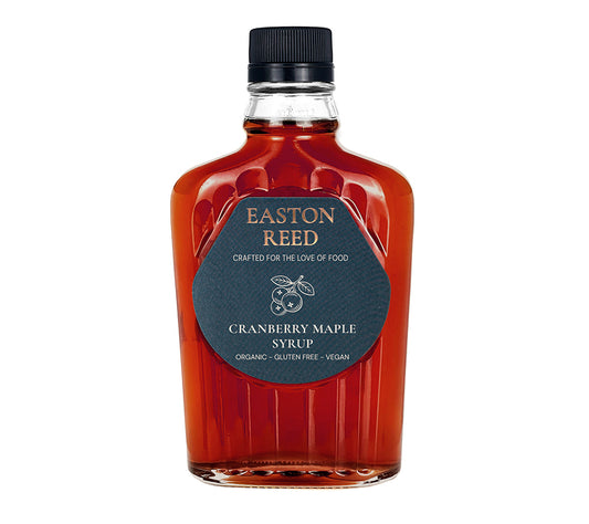 Bio-Cranberry Syrup von Easton Reed kaufen – Bio-Ahornsirup aus Québec, verfeinert mit Cranberries. Ideal für Pancakes, Desserts, Drinks & herzhafte Rezepte.
