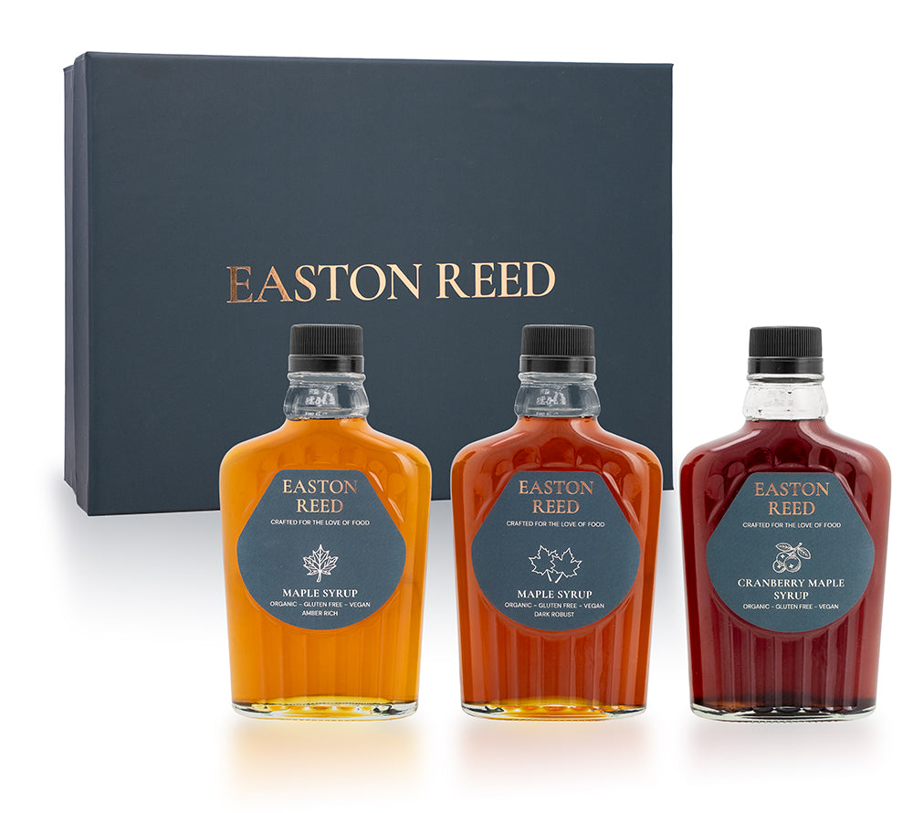 Bio-Ahornsirup in 3 Variationen im Geschenkkarton von Easton Reed