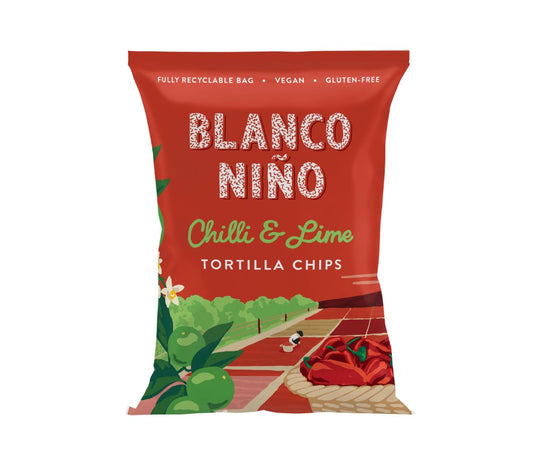 Chilli & Lime Tortilla Chips von Blanco Niño entdecken | 100 % vegan & glutenfrei | nach aztekischer Methode hergestellt | EU-weiter Versand