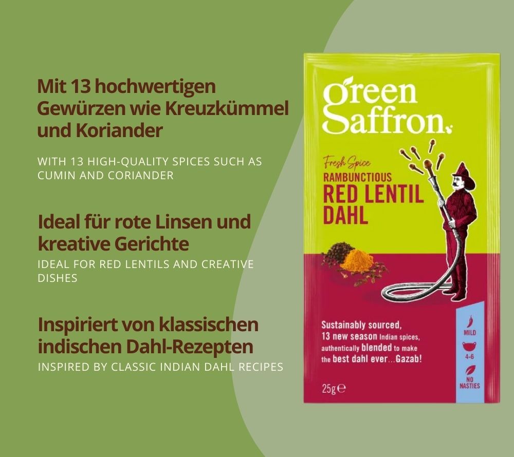 Red Lentil Dahl Gewürz von Green Saffron entdecken | 100 % vegan & ohne künstliche Zusätze | aus nachhaltigem Anbau | EU-weiter Versand | jetzt kaufen!