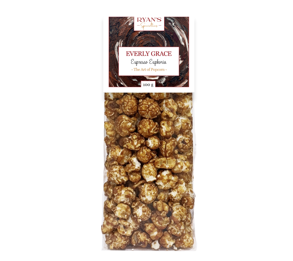 Everly Grace Espresso Euphoria Popcorn kaufen | Karamellisiertes Espresso-Popcorn | Intensiver Geschmack, 100 % vegan | Perfekt für Kaffee-Liebhaber