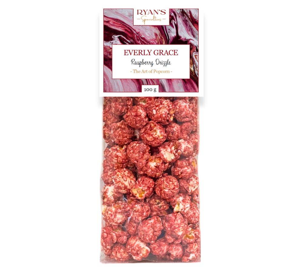 Feines Gourmet-Popcorn Raspberry Drizzle von Everly Grace ☆ Fruchtiger Himbeer-Überzug ☆ hohe Qualität ☆ 100 % vegan ☆ Jetzt probieren!