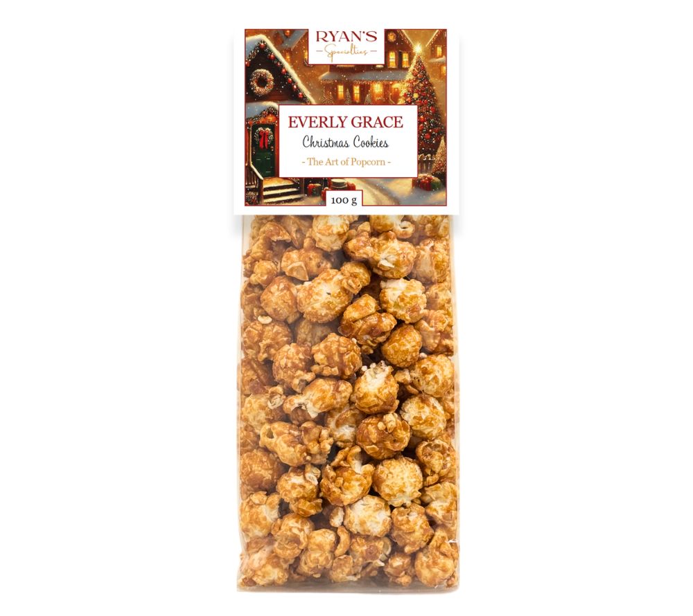 Everly Grace Christmas Cookies Popcorn kaufen | Süßes Karamell & würzige Spekulatius-Aromen | Perfekt für festliche Anlässe oder als Jahreszeit-Snack | 100 % natürlich & vegan | EU-weiter Versand