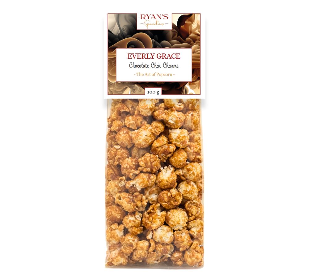 Popcorn Chocolate Chai Charme Bag 100 g von Everly Grace kaufen | feinstes Schokoladenextrakt und Chai-Gewürze | Perfekt für das Heimkino | EU-weiter Versand