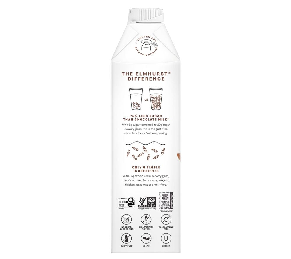 Chocolate Oat Milk von Elmhurst | 100 % vegan, laktosefrei & glutenfrei | gesunde Alternative | nussig-milder Geschmack mit reichhaltiger Schokolade | EU-weiter Versand