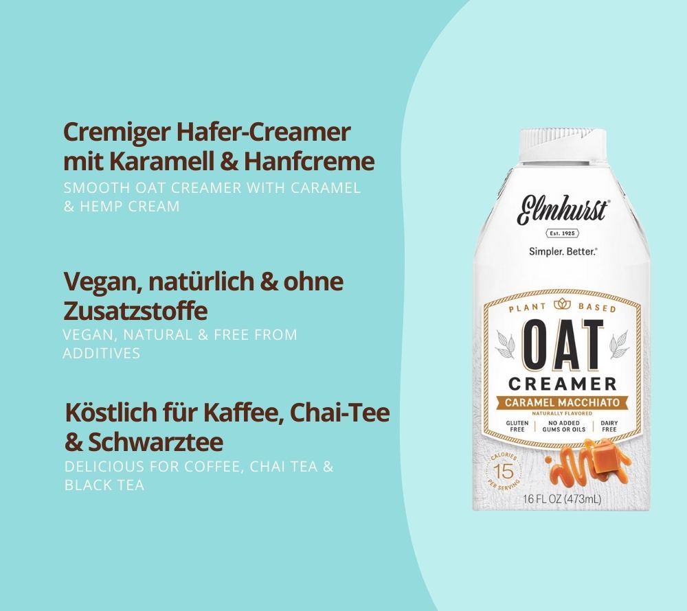 Caramel Macchiato Oat Creamer von Elmhurst | Verfeinere deinen Kaffee | perfekte Balance aus Hafermilch & Karamell | Natürlich & unwiderstehlich ☕