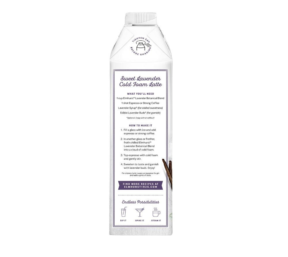 Vanilla Lavendar Oat Cashew Milk von Elmhurst kaufen | Deine florale Oat-Milk-Revolution | Frühling im Glas | Perfekt für Deinen Iced Latte | EU-weiter Versand
