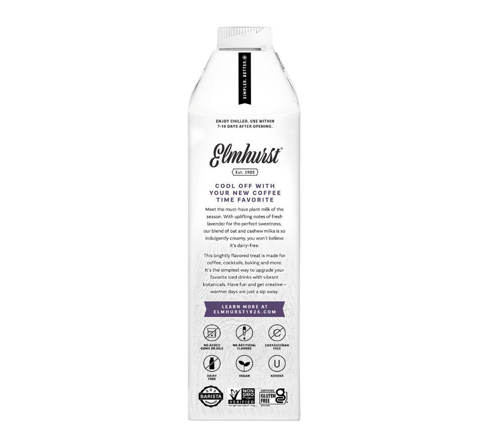 Vanilla Lavendar Oat Cashew Milk von Elmhurst kaufen | Deine florale Oat-Milk-Revolution | Frühling im Glas | Perfekt für Deinen Iced Latte | EU-weiter Versand