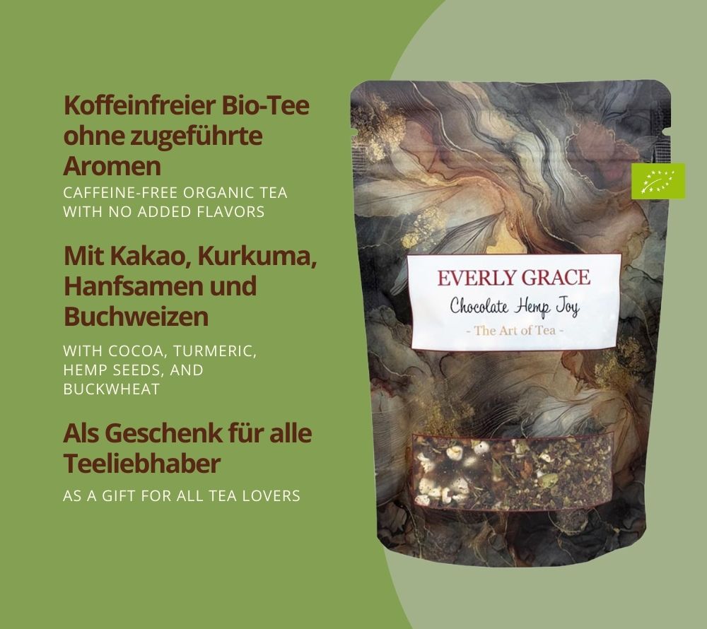 Chocolate Hemp Joy Tea von Everly Grace kaufen🌟Deine sinnliche Auszeit in einer Tasse🌟natürliche Zutaten🌟Schokolade, Hanf und Gewürze