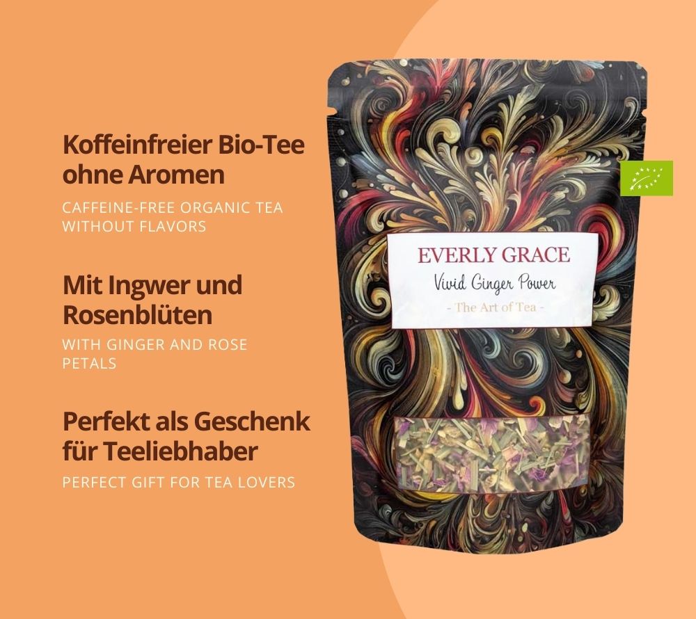 Vivid Ginger Power Tea von Everly Grace🔥Dein Energy Boost 🔥 Explosion von Geschmack und Energie🔥Dein natürlicher, koffeinfreier Wachmacher