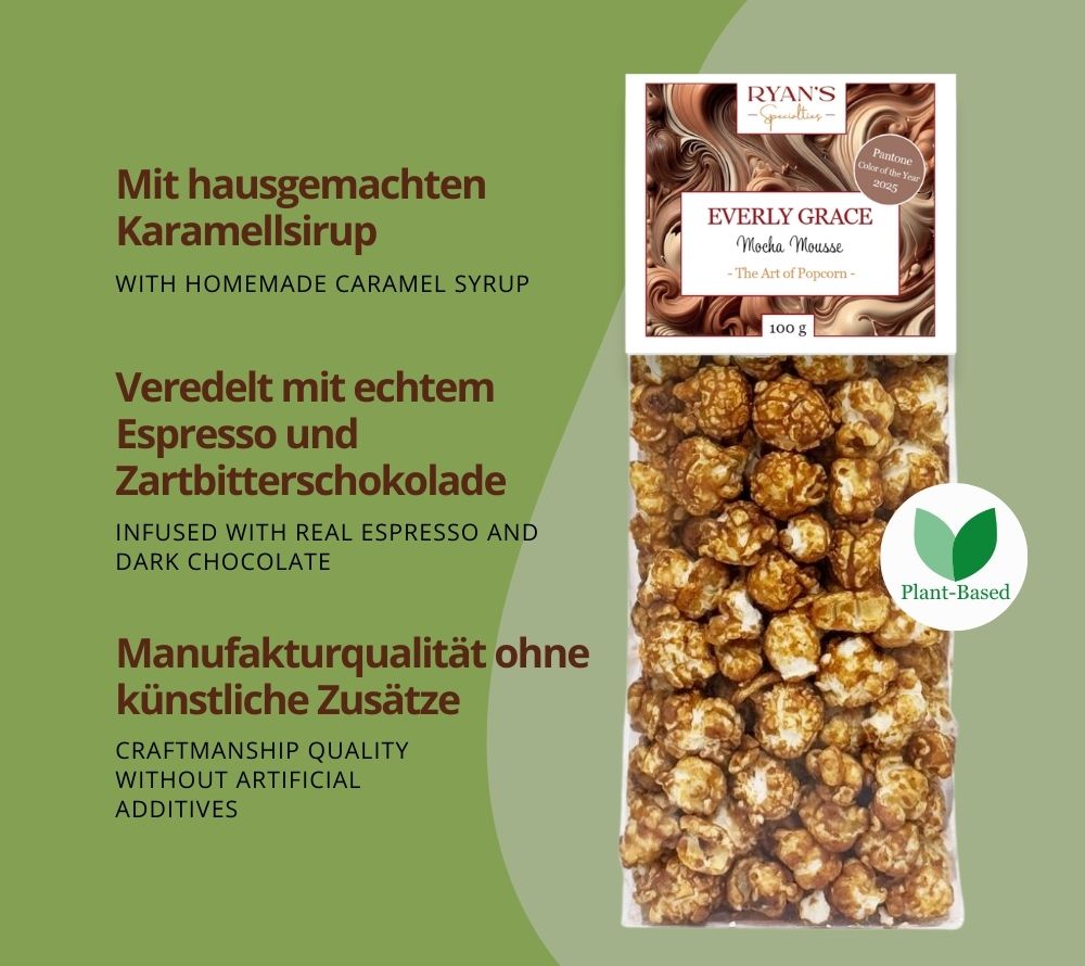Mocha Mousse Popcorn von Everly Grace | Pantone Farbe des Jahres | knusprig, lecker & 100% vegan | EU-weiter Versand
