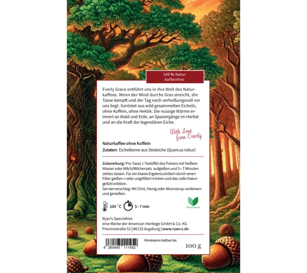 Everly Grace Roasted Rituals – Acorn Forest Brew 🌱 Kaffeealternative 🌱 100 % Natur – vegan, koffeinfrei 🌱 wild gesammelt 🌱 Jetzt bestellen & genießen!