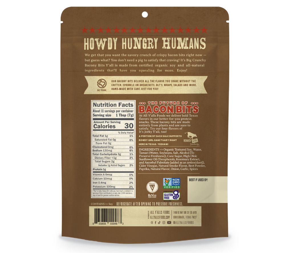Amazing Bacon Flavor Plant Based Bacony Snacks von All Y’Alls Foods