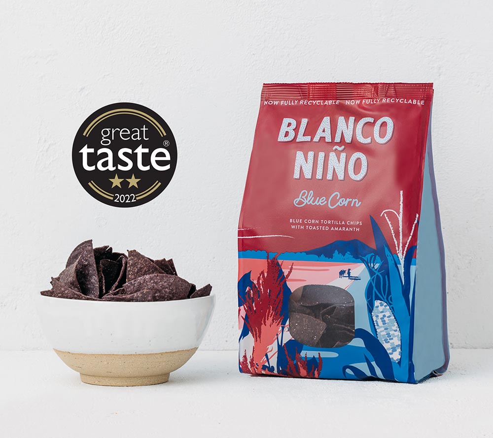 Blue Corn Tortilla Chips von Blanco Niño entdecken | 100 % vegan & glutenfrei | nach aztekischer Methode hergestellt | EU-weiter Versand