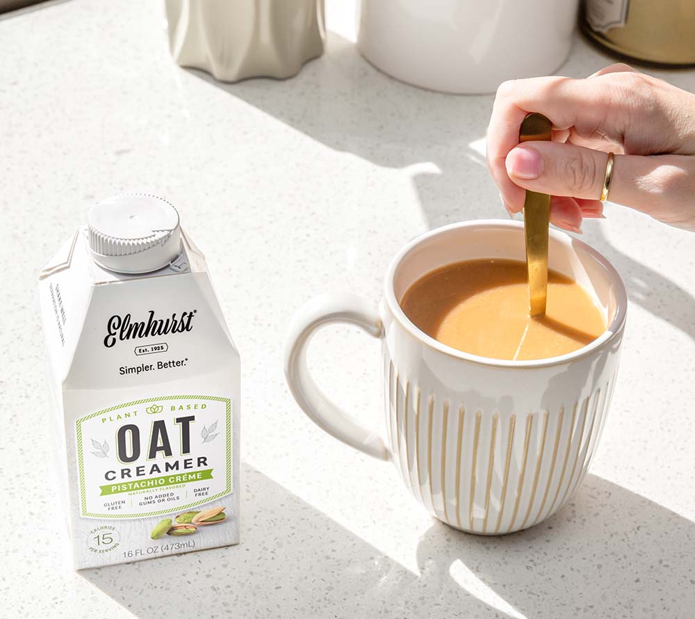 Pistazie Oat Creamer von Elmhurst | Verwandle Deinen Kaffee in ein cremiges Geschmackserlebnis | 100% pflanzlich, natürlich | Jetzt entdecken!