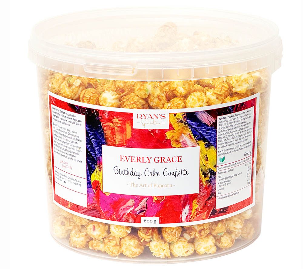 Veganes Popcorn ♥ aus rein pflanzlichen Zutaten ♥ Popcorn mit Zuckerstreuseln ♥ Birthday Cake Popcorn ♥ Jetzt probieren!
