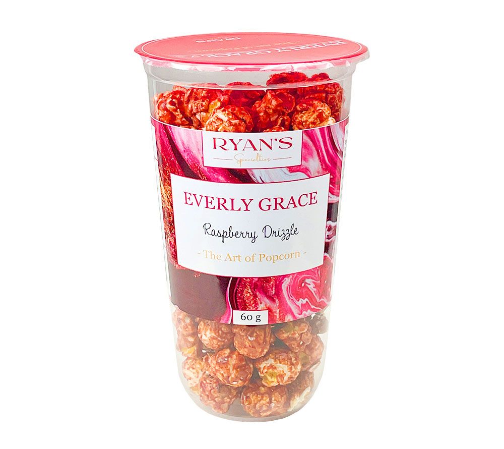 Feines Gourmet-Popcorn Raspberry Drizzle von Everly Grace ☆ Fruchtiger Himbeer-Überzug ☆ hohe Qualität ☆ 100 % vegan ☆ Jetzt probieren!