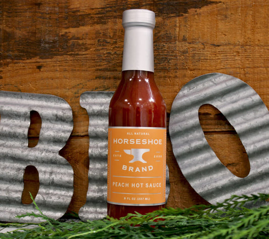 Vegane Grillsauce Peach Hot Sauce von Horseshoe Brand