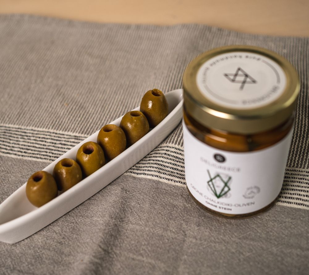 Green olives without stone from Deligreece