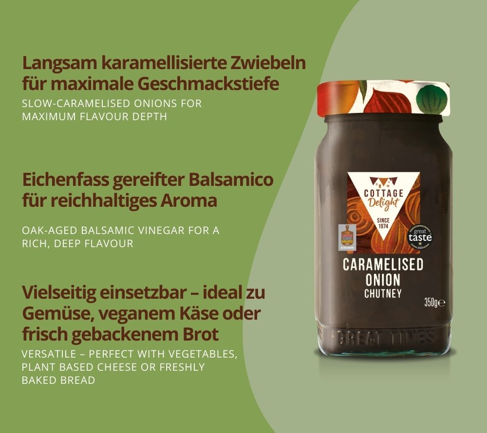 Langsam karamellisierte Zwiebeln 🧅 Mit Eichenfass-Balsamico & Muscovado-Zucker verfeinert 🧅 Vegan, glutenfrei & traditionell von Hand gekocht 🧅 Jetzt bestellen!