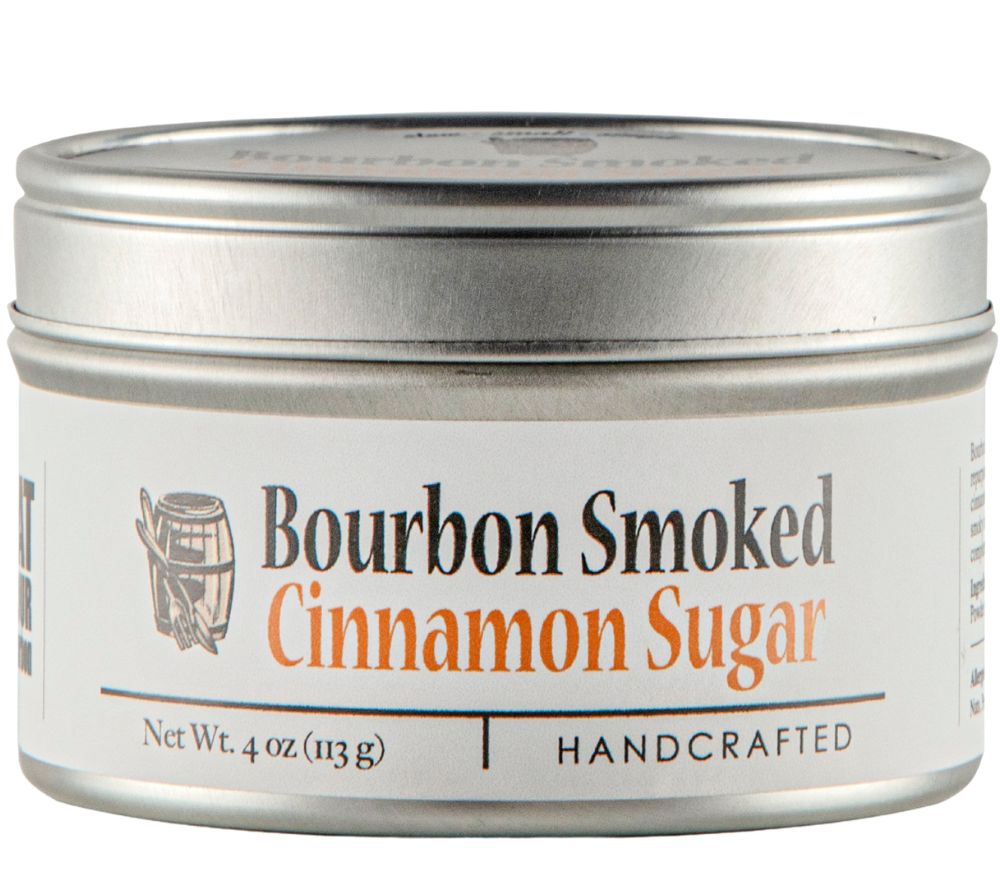 Bourbon Smoked Cinnamon Sugar von Bourbon Barrel Foods – geräucherter Zucker mit Zimt aus Kentucky. Handwerklich hergestellt, perfekt für Desserts, Kaffee & Cocktails. Süße mit Charakter!