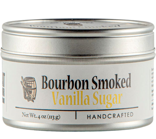 Bourbon Smoked Vanilla Sugar von Bourbon Barrel Foods – geräucherter Zucker mit echter Bourbon-Madagascar-Vanille. Perfekt für Kaffee, Desserts & Cocktails – edle Süße mit Charakter!