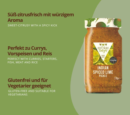 Indian Spiced Lime Pickle von Cottage Delight (270 g Glas)