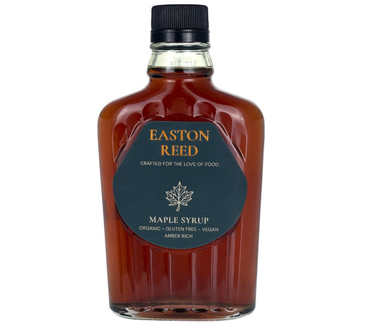 Easton Reed Maple Syrup Grade A Amber Rich – 100 % reiner Ahornsirup aus Québec. Vegan, glutenfrei, nachhaltig & ohne Zusätze. Perfekt für süße & herzhafte Gerichte.