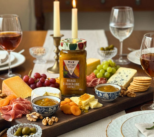 Mango & Aubergine Chutney – fruchtig-würziges, veganes Chutney für Sandwiches, Reis & Bowls. Glutenfrei, ohne Zusatzstoffe, ausgezeichnet mit Great Taste Award 2024.