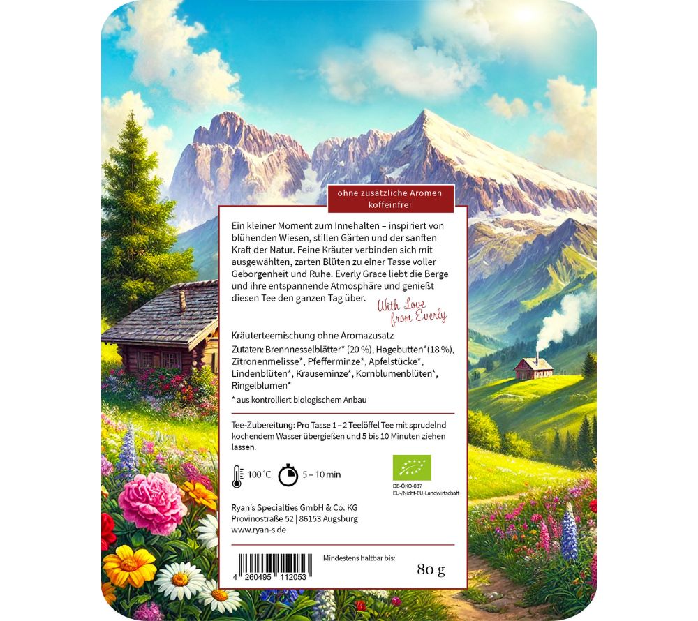 Everly Grace Blessing from the Mountain Tea kaufen – Bio-Kräutertee ohne Koffein. Natürlich, beruhigend & perfekt für entspannte Genussmomente.