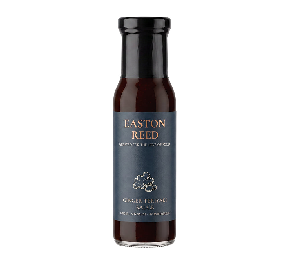 Ginger Teriyaki Sauce von Easton Reed kaufen – asiatische Sauce mit Sojasauce, karamellisiertem Ingwer und feiner Süße. Ideal für Tofu & Gemüse.