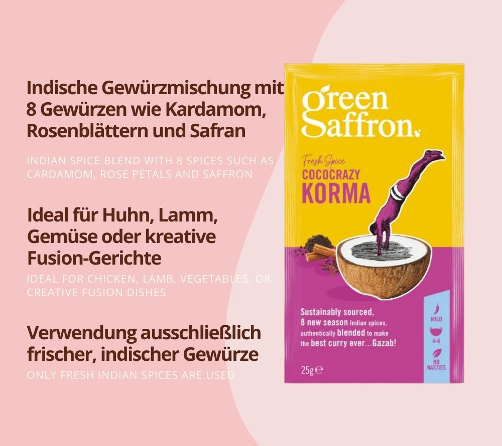 Korma Gewürz von Green Saffron entdecken | ausgezeichnete Qualität durch Irish Food Awards | aus nachhaltigem Anbau | EU-weiter Versand | jetzt bestellen!
