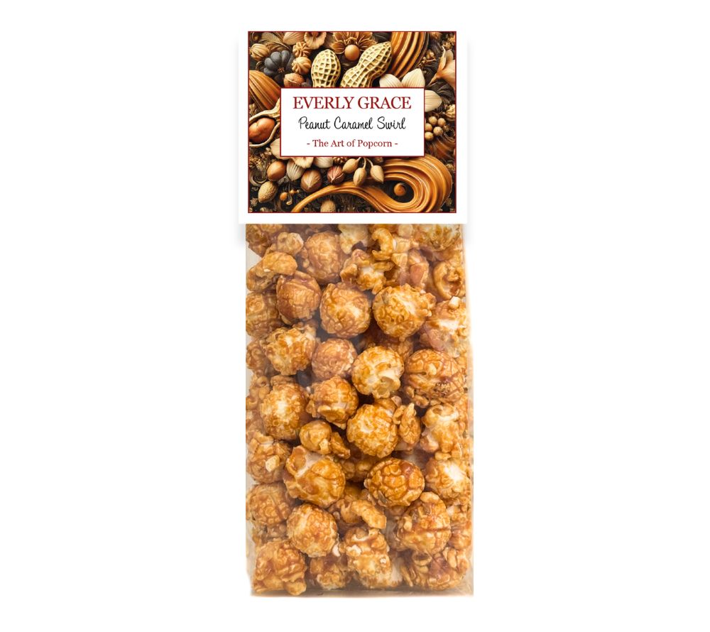 Everly Grace Popcorn Peanut Caramel Swirl, verfeinert mit echter Erdnussbutter, ohne künstliche Aromen und Zusatzstoffe