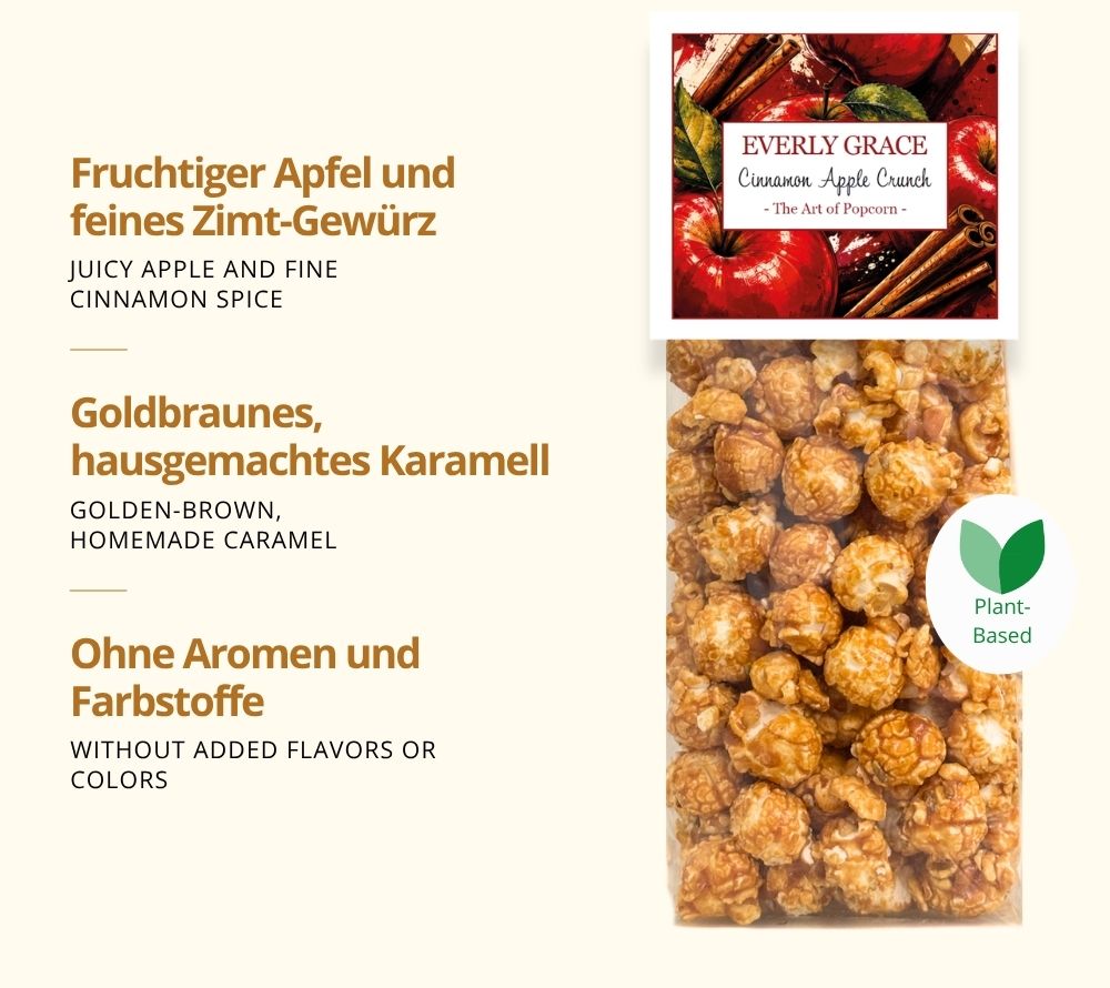 Everly Grace Popcorn Cinnamon Apple Crunch mit süßem Karamell, fruchtigen Äpfeln & Zimt
