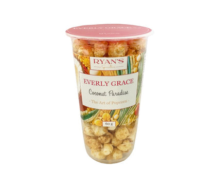 Feines Gourmet-Popcorn Coconut Paradise von Everly Grace ☆ tropischer Kokos-Überzug ☆ hohe Qualität ☆ 100 % vegan ☆ Jetzt probieren!