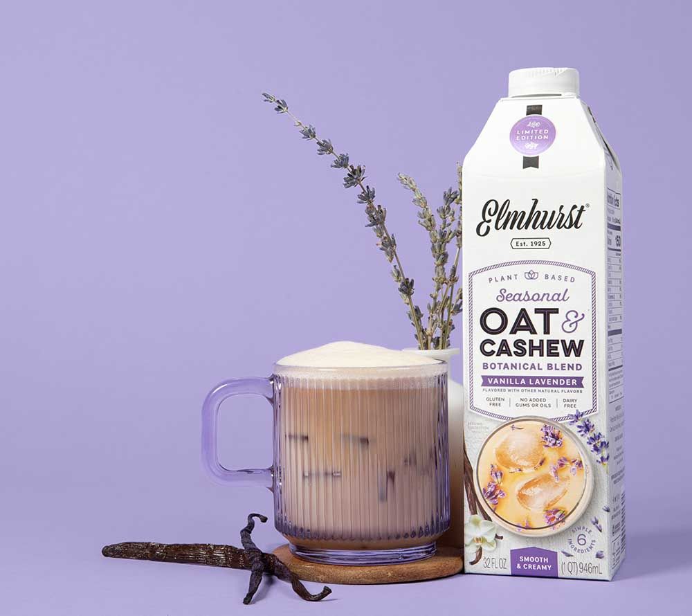 Vanilla Lavendar Oat Cashew Milk von Elmhurst kaufen | Deine florale Oat-Milk-Revolution |  Frühling im Glas | Perfekt für Deinen Iced Latte | EU-weiter Versand