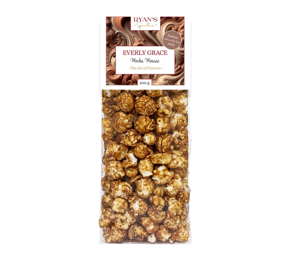 Mocha Mousse Popcorn von Everly Grace | Pantone Farbe des Jahres | knusprig, lecker & 100% vegan | EU-weiter Versand