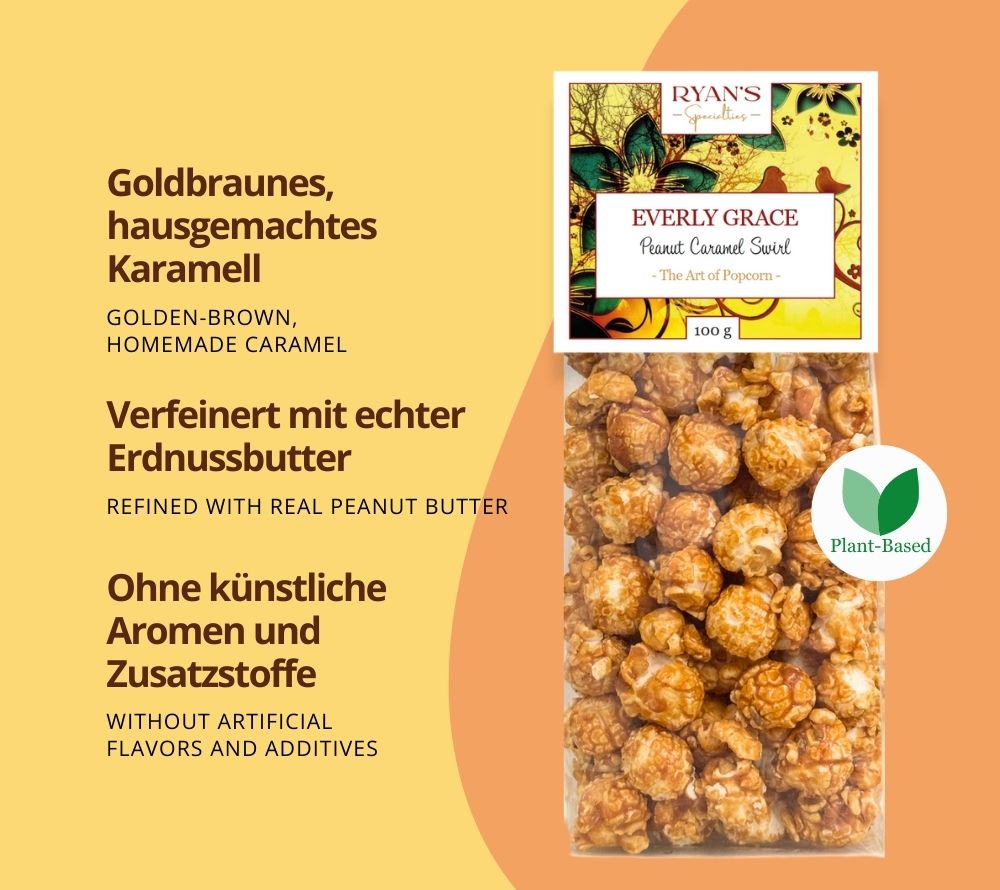Everly Grace Peanut Caramel Swirl kaufen | Popcorn mit buttrigem Karamell & Erdnussbutter | Hergestellt mit natürlichen Zutaten | Perfekt für jeden Snack-Moment