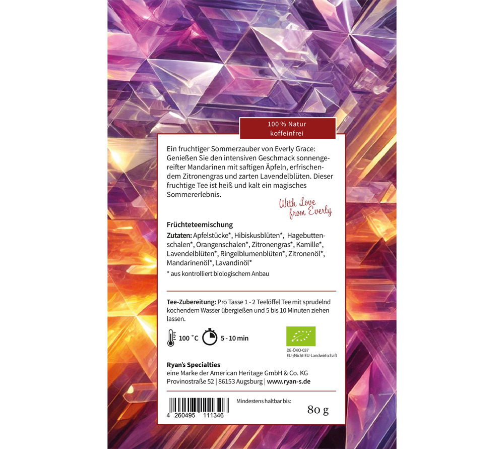 Everly Grace Tea - Purple Summer Kiss (80g-Beutel Bio-Kräutertee)