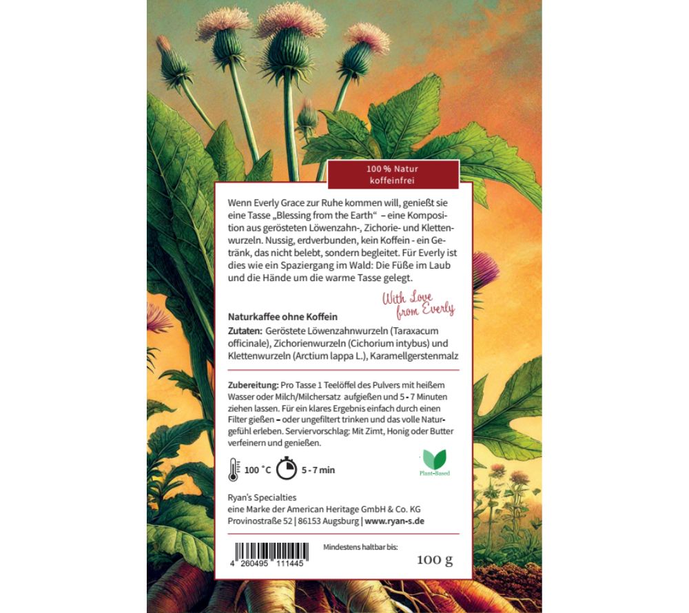 Everly Grace Roasted Rituals – Blessing from the Earth 🌱 Kaffeealternative 🌱100 % Natur – vegan, koffeinfrei & unverfälscht🌱 Nussig-erdig🌱 Jetzt probieren!
