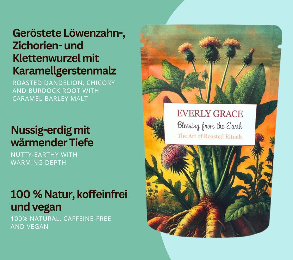 Everly Grace Roasted Rituals – Blessing from the Earth 🌱 Kaffeealternative 🌱100 % Natur – vegan, koffeinfrei & unverfälscht🌱 Nussig-erdig🌱 Jetzt probieren!
