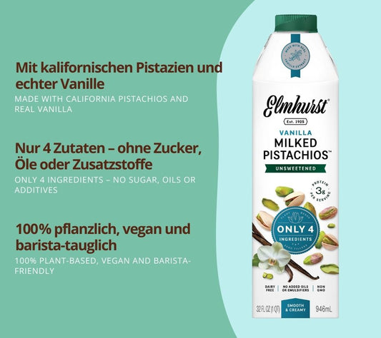Kalifornische Pistazien mit echter Tahiti-Vanille 🌿 100 % pflanzlich, vegan & laktosefrei 🌿  Ohne Zuckerzusatz, Emulgatoren oder Stabilisatoren 🌿 Jetzt bestellen!
